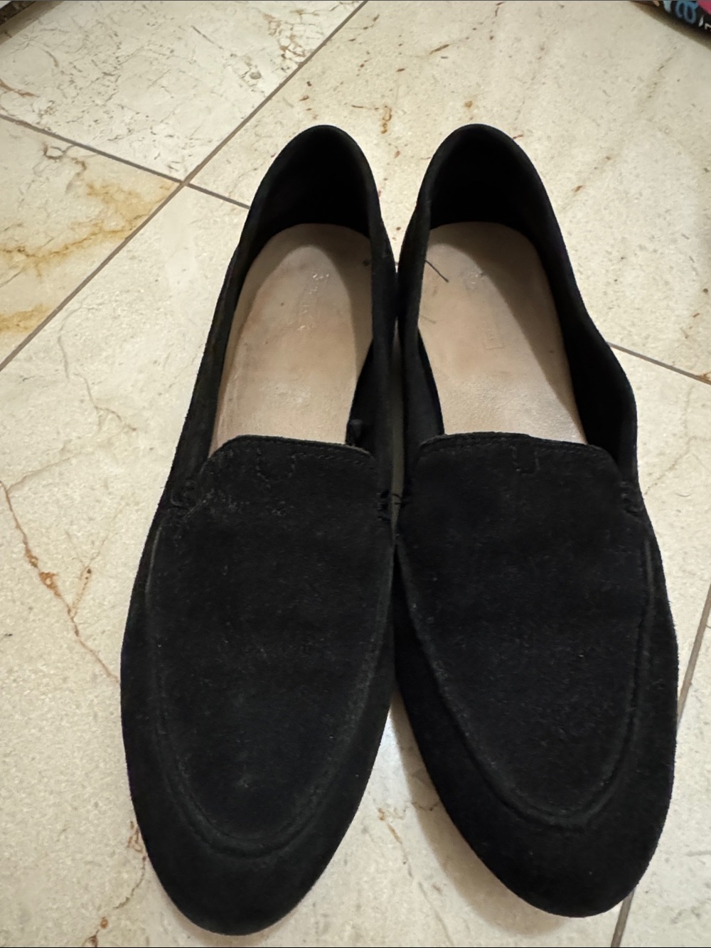 Women Black Suede Slip-On Loafers